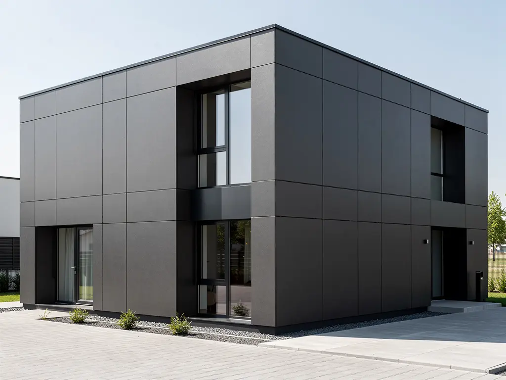 Maison contemporaine habillée de lames composites gris anthracite